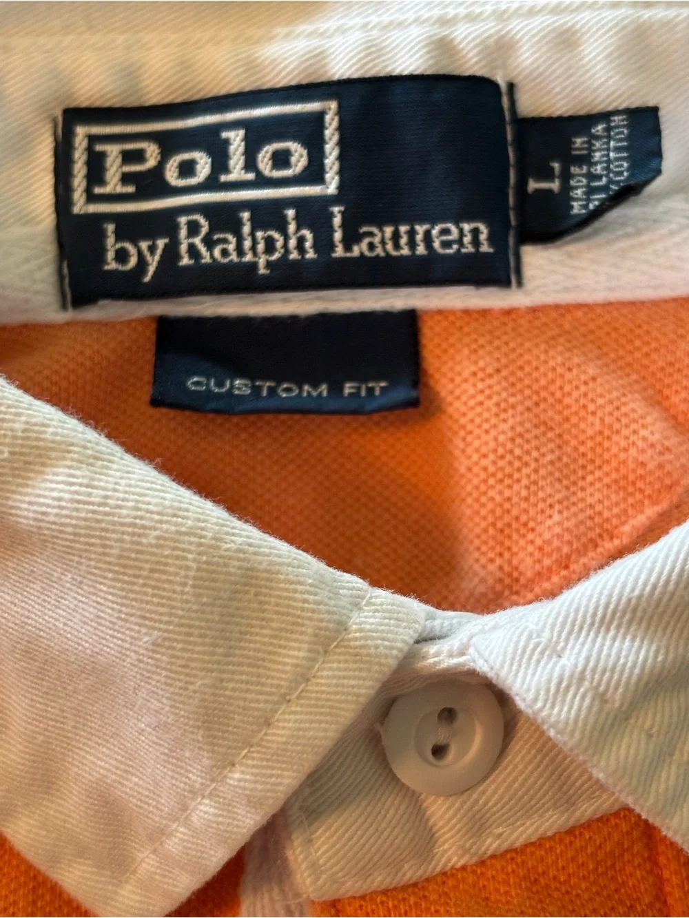 Ralph Lauren Orange & White Striped Polo with Green Pony